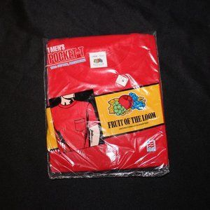 VTG 1991 NOS Fruit Of The Loom Pocket T Tee Shirt USA L Red Sealed 100% …